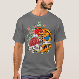 Sorta Sweet Sorta Spooky Rose Flower Scary Pumpkin T-Shirt