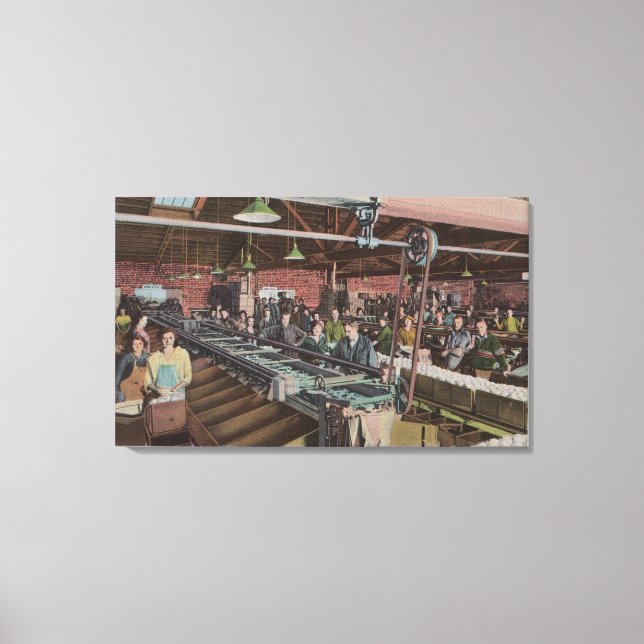 Sorting and Packing Factory & Workers (Interior) Canvas Print (Front)
