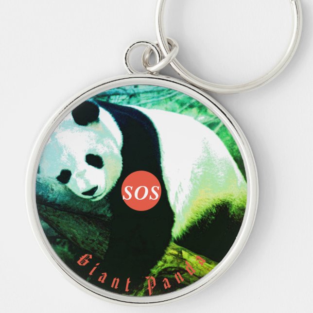 SOS Giant Panda Porte-clés rond premium - grand Key Ring (Front)