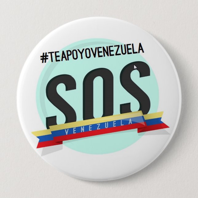 SOS VENEZUELA 10 CM ROUND BADGE (Front)