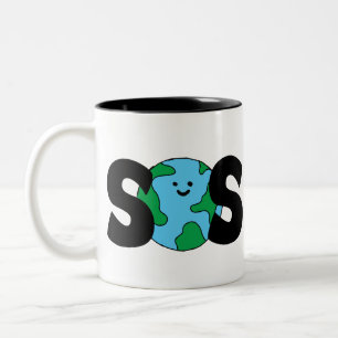SOS World Ecofriendly Icon Happy Earth Clipart Eco Two-Tone Coffee Mug
