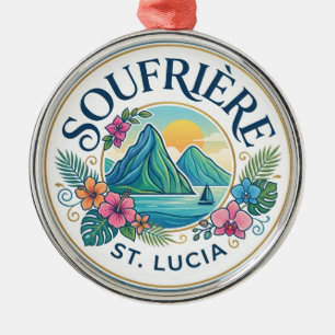 Soufrière Saint Lucia Metal Tree Decoration