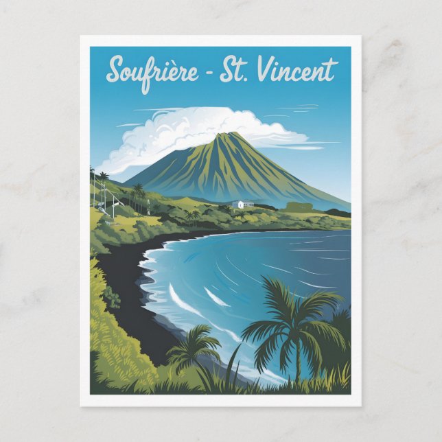 Soufrière Saint Vincent Vintage Postcard (Front)