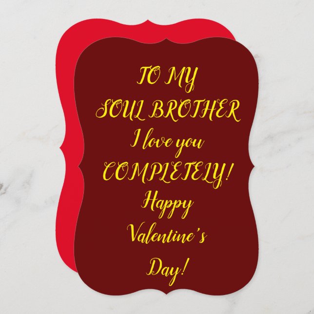 Soul Brother Flat Valentine's Day Card (Front/Back)