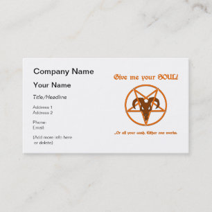 Soul Cash Pentacle Satanic Dark Humour Goat Business Card