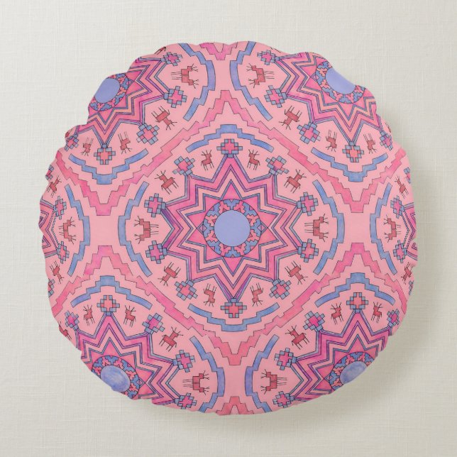 Soul Circle - Luminous Mandala Fleece Blanket Round Cushion (Front)