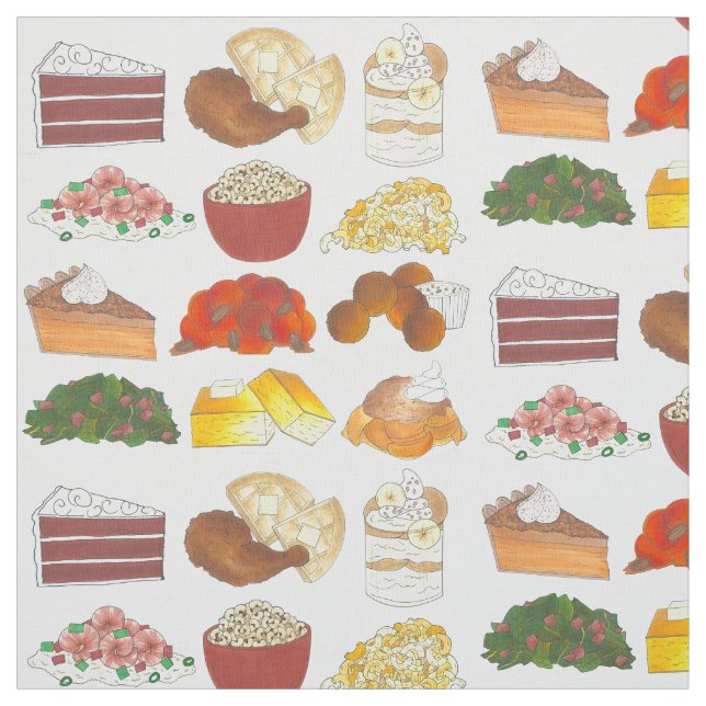 Soul Food Favourites Foodie Southern Cuisine Fabric (Swatch)