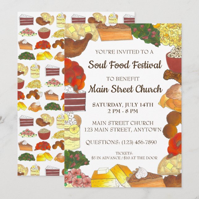 Soul Food Festival Event Southern Cuisine Invitation (Front/Back)