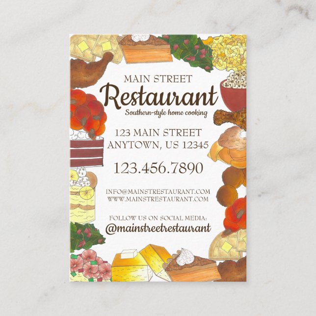 Soul Food Southern Cuisine Caterer Restaurant Chef Business Card (Front)