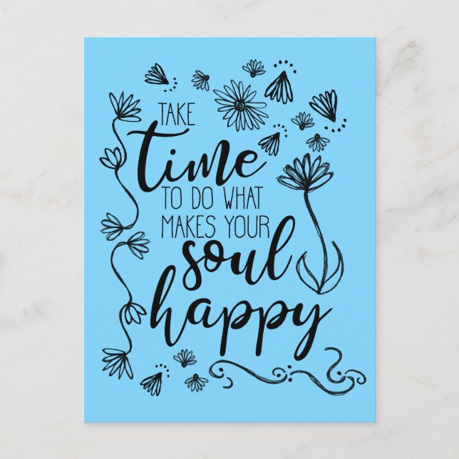 'Soul Happy' customise background colour Postcard (Front)