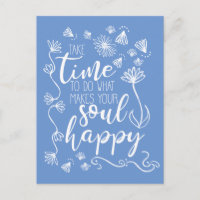 'Soul Happy' customise background colour Postcard