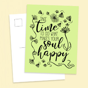 'Soul Happy' customise background colour Postcard