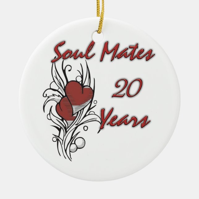 Soul Mates 20 Years Ceramic Tree Decoration (Front)