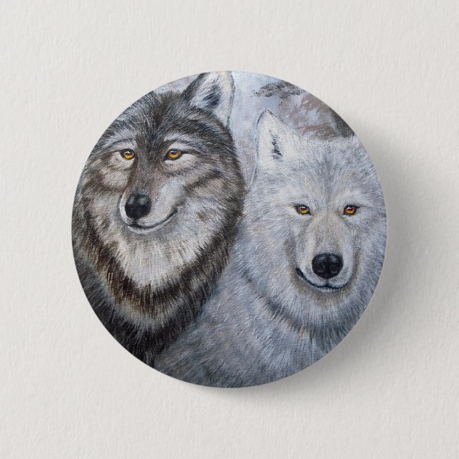 Soul Mates wolves 6 Cm Round Badge (Front)