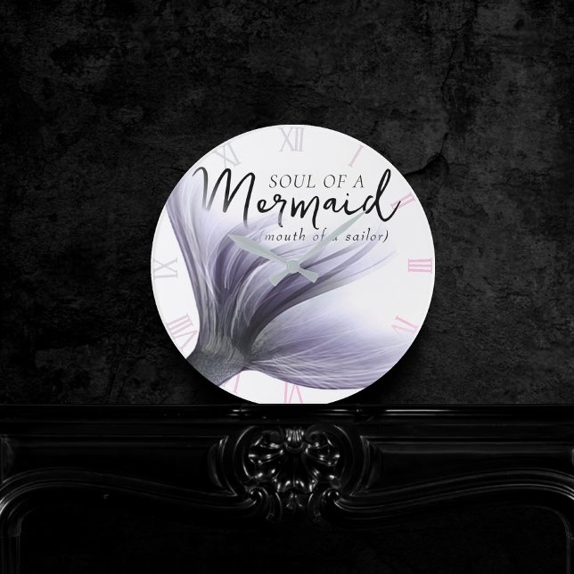 Soul of Mermaid Mouth of Sailor | Quote Purple Round Clock (Creator Uploaded)