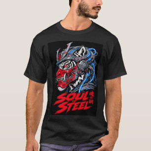 Soul Of Steel Cyber Samurai Tiger Graphic Men's T- T-Shirt