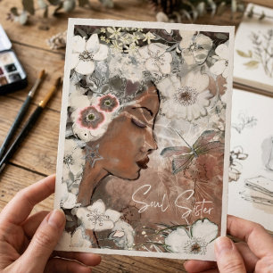 Soul Sister Boho Floral Flat Greeting Card