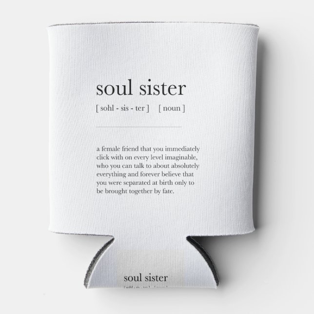 soul sister Definition Meaning Dictionary Art Deco Can Cooler (Front)