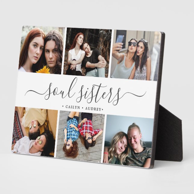 Soul Sisters Photo Collage Gift for Best Friends Plaque (Side)