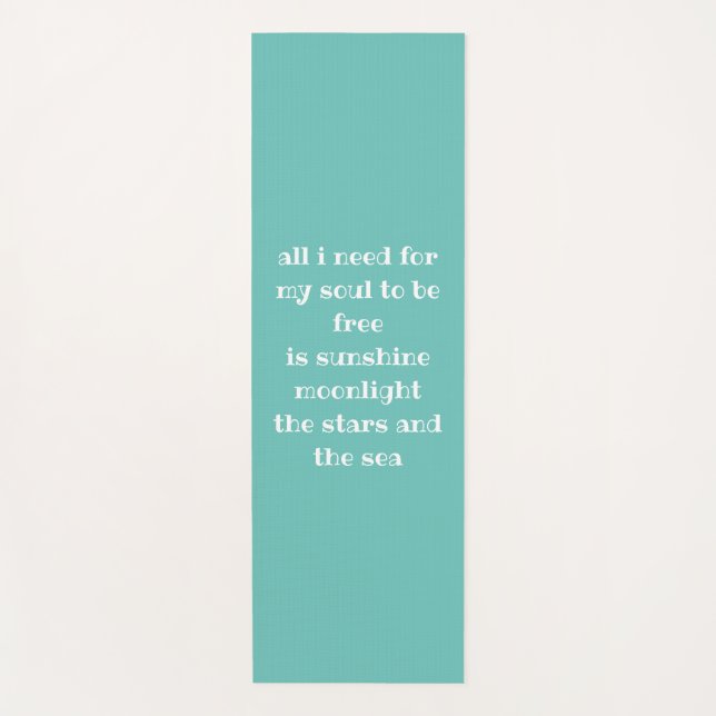 Soul Sun Moon Stars Sea Typography Poem Aqua Yoga Mat (Front)