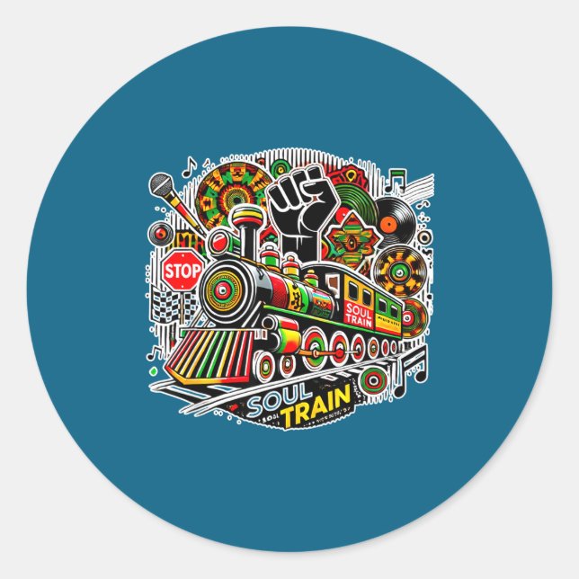 Soul Train African American Melanin Africa Black H Classic Round Sticker (Front)