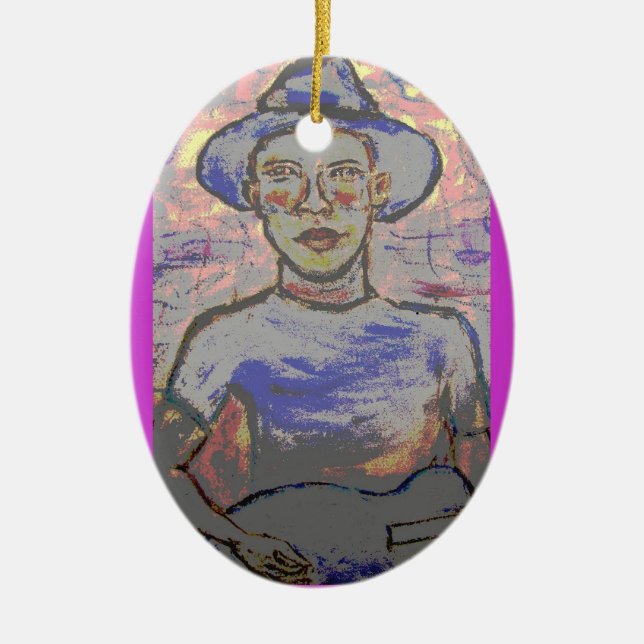 Soulful Bluesman Ceramic Tree Decoration (Front)