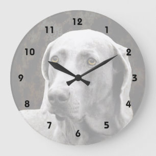 Soulful Eyes of the Weimaraner Large Clock