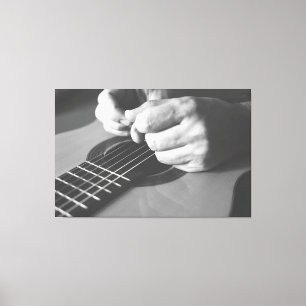 Soulful Hands on Acoustic Guitar Strings Canvas Print