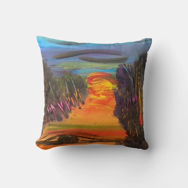 Soulful Horizon Hand Painted Design  Cushion (Front)