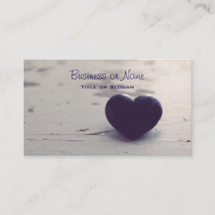 Soulful Purple Stone Heart on a Sandy Beach Business Card