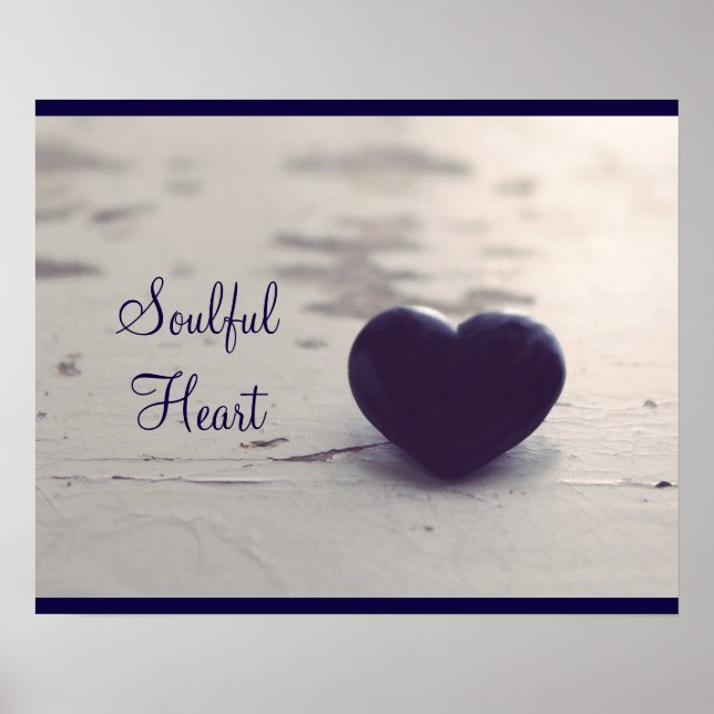 Soulful Purple Stone Heart on a Sandy Beach Poster (Front)