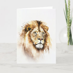 Soulful Watercolor Lion Note Card