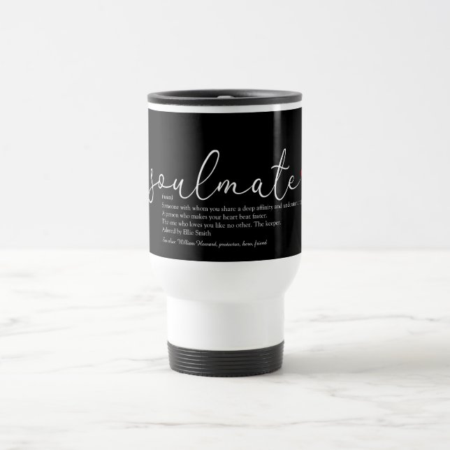 Soulmate Definition Chic Script Red Love Heart Travel Mug (Center)