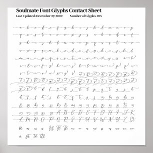 Soulmate Font Glyphs Contact Sheet Poster