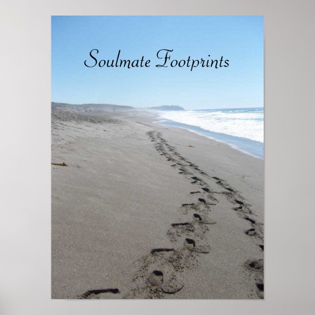 Soulmate Footprints Together in the Sand Poster (Front)