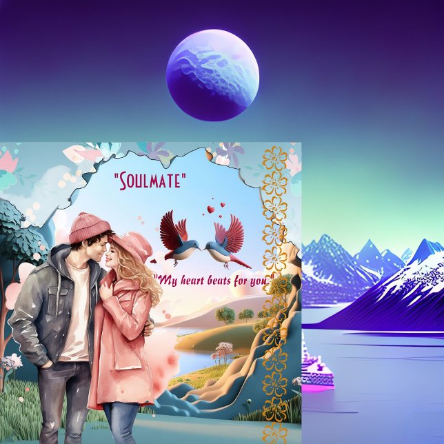 Soulmate Lovebirds Couple Romantic Quote Valentine (Soulmate Lovebirds Couple Romantic Quote Valentine Card)