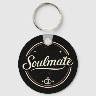 Soulmate Retro Love Minimal (Dark) Couple Matching Key Ring