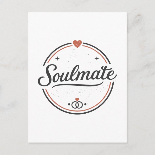 Soulmate Retro Love Minimal(Light) Couple Matching Postcard (Front)