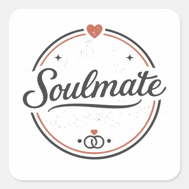Soulmate Retro Love Minimal(Light) Couple Matching Square Sticker (Front)