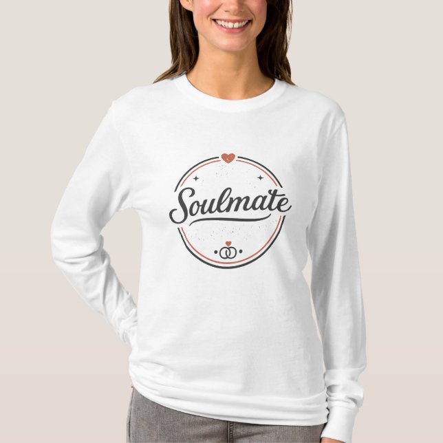 Soulmate Retro Love Minimal(Light) Couple Matching T-Shirt (Front)