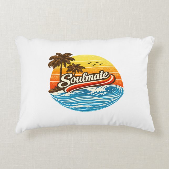 Soulmate Retro Sunset Design Decorative Cushion (Front)