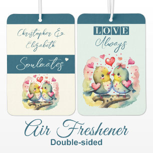 Soulmates birds love always blue car air freshener