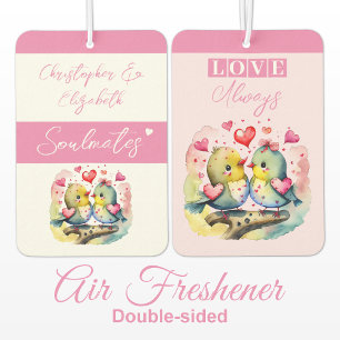 Soulmates birds love always pink car air freshener