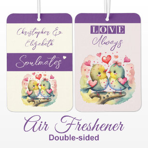 Soulmates birds love always purple car air freshener