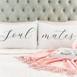 Soulmates Elegant Romantic Script Pillowcase