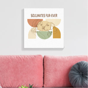 Soulmates Fur-Ever Dog Mum Line Art Canvas Print