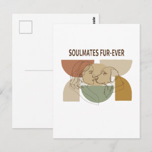 Soulmates Fur-Ever Dog Mum Line Art Postcard