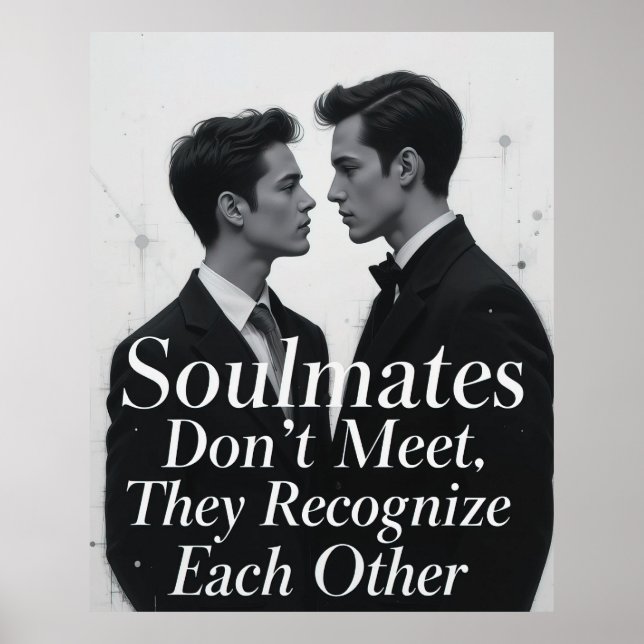 Soulmates Gay Couple Love Quote Art Poster (Front)