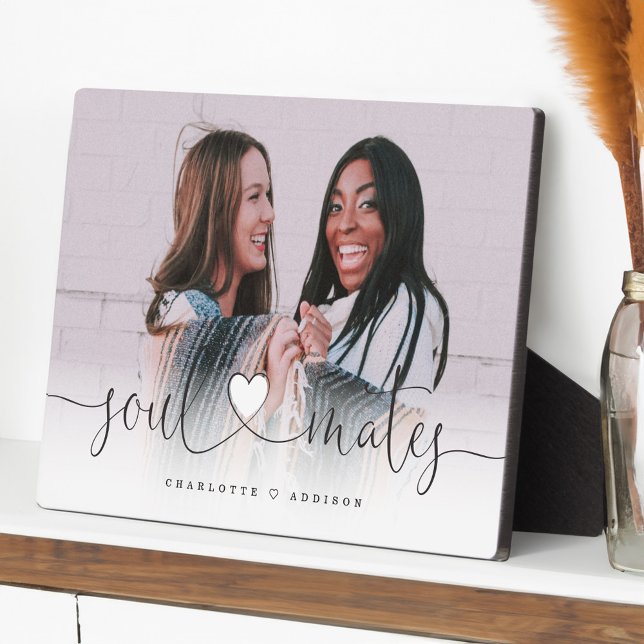 Soulmates Heart Script Best Friends Photo Gift Plaque (Soulmates Heart Script Best Friends Photo Gift Plaque)