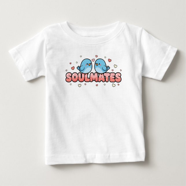 Soulmates: Kawaii Bluebirds Pastel Love Baby T-Shirt (Front)